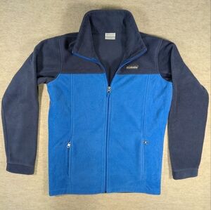 Columbia Kids' Two Tone Blue Fleece Zip Up Jacket Coat Layer Size XL (14-16)